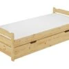 Massivholzbett Kiefer Natur 90x200 Einzelbett Mit Rollrost Matratze Bettkasten 60.31-09MS5