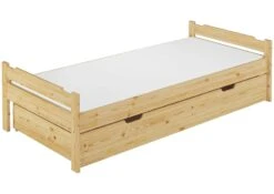 Massivholzbett Kiefer Natur 90x200 Einzelbett Mit Rollrost Matratze Bettkasten 60.31-09MS5