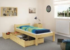 Massivholzbett Einzelbett Kiefer Natur 80x200 Jugendbett Gästebett Ohne Rollrost 60.36-08 OR -Erst-Holz 1809127d 813e 43f4 b07a e9feb8db1239
