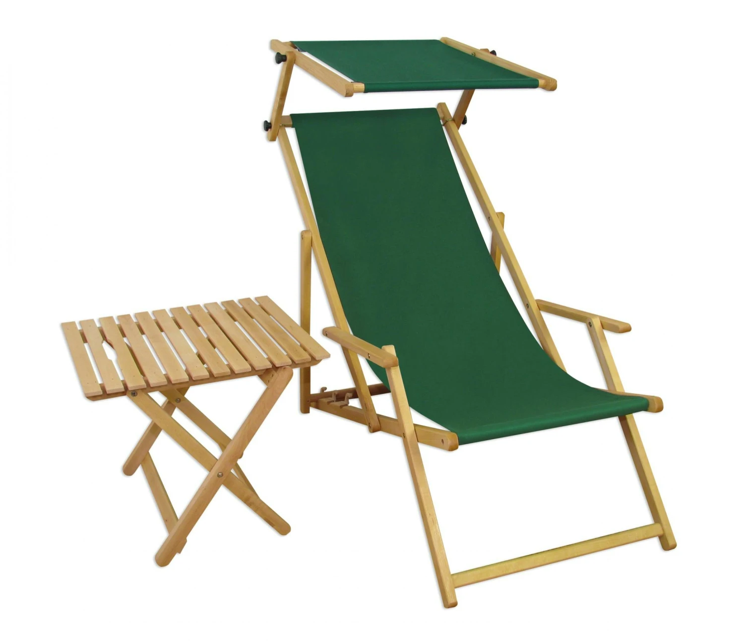 Liegestuhl Grün Gartenliege Strandliege Sonnendach Tisch Gartenmöbel Holz Deckchair 10-304NSTKD 3 Liegestuhl Grün Gartenliege Strandliege Sonnendach Tisch Gartenmöbel Holz Deckchair 10-304NSTKD – Bild 3