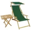 Strandliege Grün Gartenliege Deckchair Sonnendach Tisch Liegestuhl Buche Gartenstuhl 10-304NST