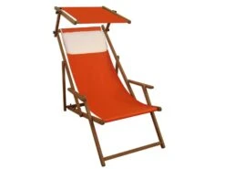 Gartenstuhl Terracotta Sonnenliege Strandstuhl Sonnendach Kissen Deckchair Buche 10-309 S KH