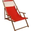 Sonnenliege Deckchair Rot Liegestuhl Klappbare Gartenliege Holz Strandstuhl Gartenmöbel 10-308 KH