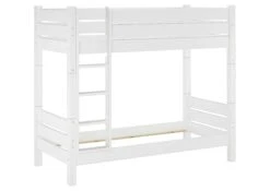 Etagenbett Weiß 100x220 Überlänge Stockbett Ohne Rollrost Massivholz 60.16-10-220WT100oR