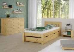 Kieferbett Natur Einzelbett 90x200 Massivholz-Bettgestell Futonbett Ohne Rollrost 60.38-09 OR -Erst-Holz 54778576 9d4a 45c4 a032 55ec65c24d50