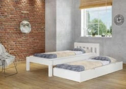 Einzelbett Kiefer Weiß 90x200 Futon Jugendbett Bettgestell Matratze Rollrost 60.38-09 W M -Erst-Holz 58173acc 7d4b 429f 97cf 42a0dd8868bd