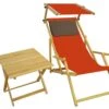Liegestuhl Terracotta Gartenliege Strandliege Sonnendach Tisch Kissen Buche Hell 10-309NSTKD