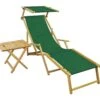 Relaxliege Grün Gartenliege Strandliege Fußteil Sonnendach Tisch Gartenmöbel Holz 10-304NFST