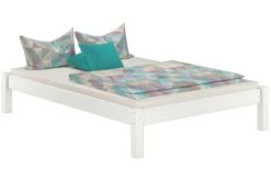 Weißes Bettgestell Kiefer Doppelbett 140x200 Massivholzbett Mit Matratze Und Rollrost 60.35-14 W M
