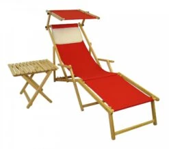 Relaxliege Rot Gartenliege Strandliege Fußteil Sonnendach Tisch Gartenmöbel 10-308 N F S T -Erst-Holz 972fe42d dce9 4f55 8da9 fc6dc6b2735e