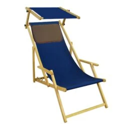 Sonnenliege Blau Strandliege Holzliege Buche Fußteil Sonnendach Tisch Kissen 10-307 FST KD -Erst-Holz 9e9fa2d7 010d 46b7 a51b 9c16364e430c 2