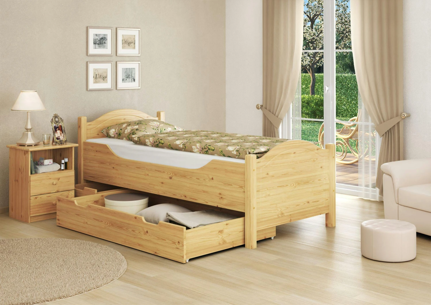 Seniorenbett Extra Hoch 90x200 Massivholz Kiefer Holzbett Einzelbett Gästebett Bett 60.40-09 OR 6 Seniorenbett Extra Hoch 90x200 Massivholz Kiefer Holzbett Einzelbett Gästebett Bett 60.40-09 OR – Bild 6
