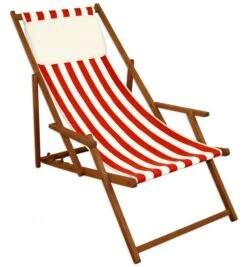 Gartenstuhl Rot-weiß Sonnenliege Strandstuhl Sonnendach Kissen Deckchair Buche 10-314 S KH -Erst-Holz b565162d faf1 4ccd b1d3 d4cd2e53c1cb