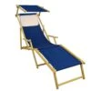 Sonnenliege Blau Gartenliege Fußteil Sonnendach Kissen Buche Hell Klappbar 10-307 N F S KH
