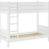 Hochbett Mit Überlänge 80x220 Etagenbett Kiefer Weiß Nische 100cm Mit 2 Rollroste 60.16-08-220W