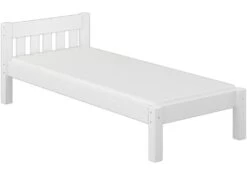 Futonbett Einzelbett 100x200 Massivholzbett Kiefer Weiß Jugendbett Mit Matratze 60.38-10 W M