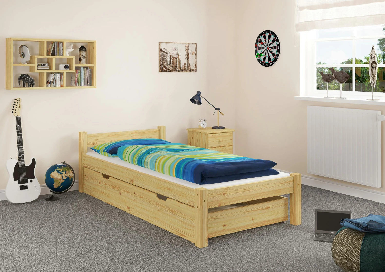 Einzelbett Kiefer Natur 90x200 Massivholz-Bettgestell Ohne Rollrost Jugendbett 60.36-09 OR 6 Einzelbett Kiefer Natur 90x200 Massivholz-Bettgestell Ohne Rollrost Jugendbett 60.36-09 OR – Bild 6