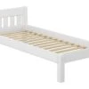 Futonbett Einzelbett 100x200 Massivholzbett Kiefer Weiß Jugendbett Mit Rollrost 60.38-10 W
