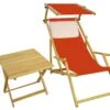 Liegestuhl Terracotta Gartenliege Strandliege Sonnendach Tisch Kissen Buche Hell 10-309NSTKH