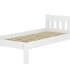 Modernes Einzelbett Massivholzbett Kiefer Weiß 90x200 Futonbett Jugendbett Rollrost 60.38-09WFL