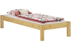 Kieferbett Natur Massivholz 100x200 Einzelbett Jugendbett Futonbett Rollrost Matratze 60.35-10FLM